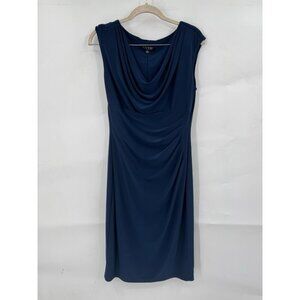 Lauren Ralph Lauren Business Mini Dress Women 10 Navy Blue Gathered Formal